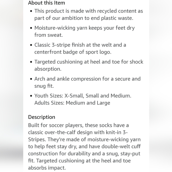 NWT Unisex Adidas Soccer Socks - Picture 8 of 8